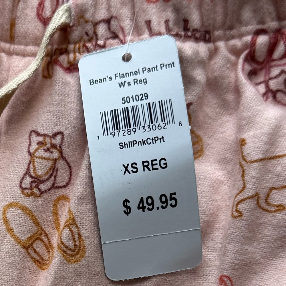 L.L. Bean Pink Pajama Pants with Dog and Slipper Print - Picture 2 of 4